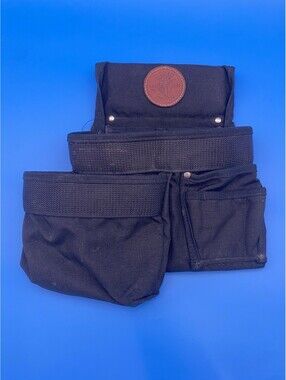 Klein Tools Vintage Black Canvas 8-Pocket Tool Pouch - Leather Logo - USA - #K-4